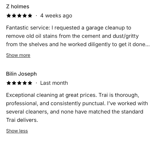 5-star Google reviews for Still Waters Cleaning from satisfied customers